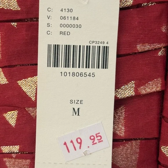 Anthropologie Red Dress Size Medium with Geo Gold Details NWT - Picture 5 of 5